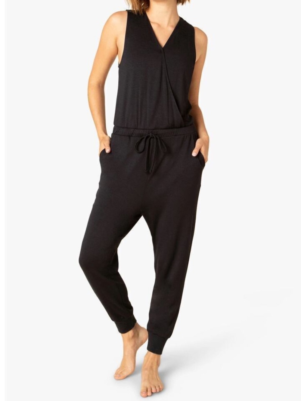Beyond Yoga Easy Gather Sleeveless Midi Black Jumpsuit Size XS